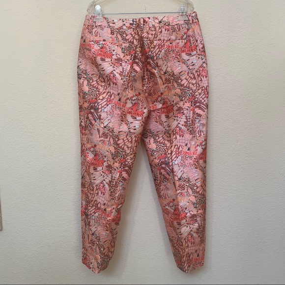 J. Crew Pink Butterfly Print Silk Tapered Pants - Picture 7 of 11